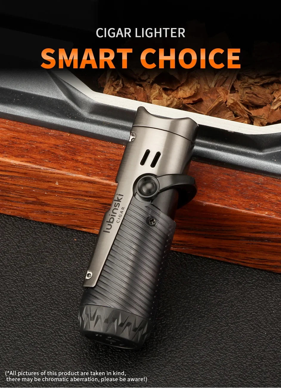 Description Picture 2 of itemLUBINSKI Lighter With Cigar Needles Drege Tool Cigar Lighter With Punch Cutter Mini Pocket Cigar Torch Lighters