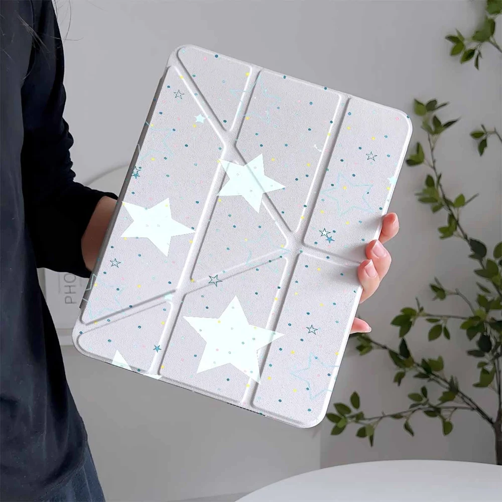 Stylish Blue Star Tablet Case with Pen Slot - Protective Cover