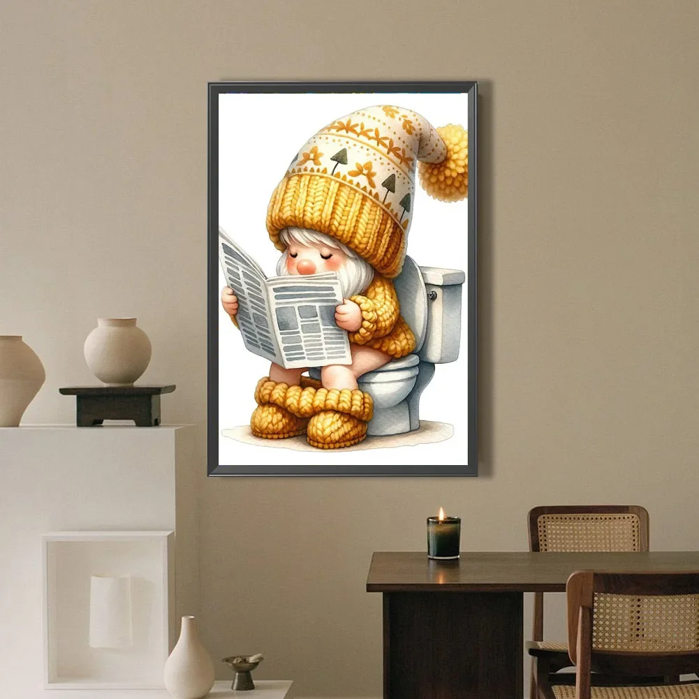 5D DIY Diamond Painting Diamond Embroidery Gnome On The Toilet Newspaper Mosaic Jewelry Cross Stitch Home Decoration diamond painting diamond art painting kit diamond painting set