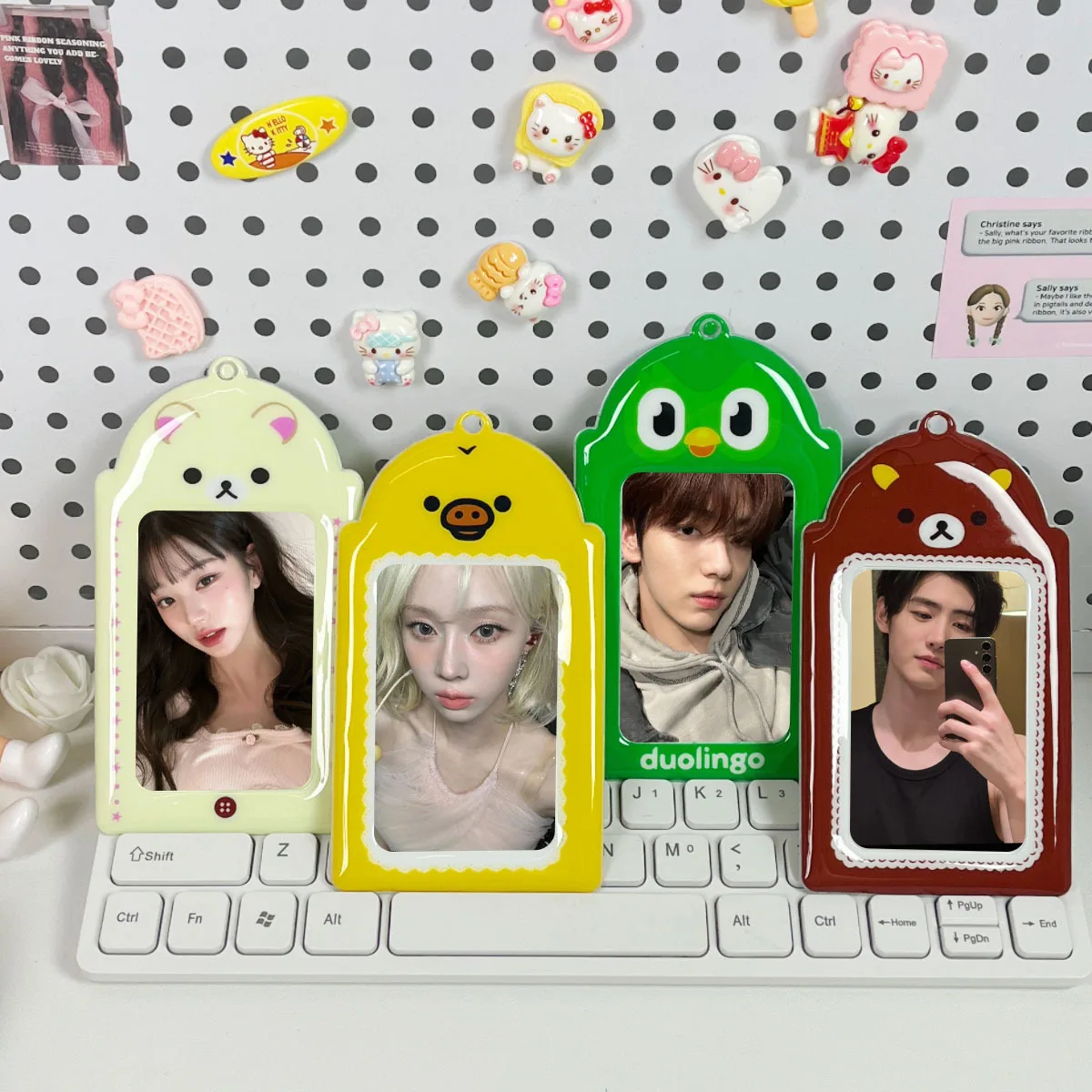 Cute animal PVC card cover star love beans 3-inch campus card storage display pendant 4