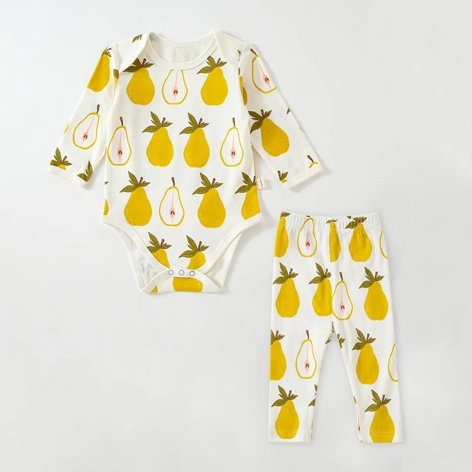 Baby Wrap Clothes Ins Nordic new Romper Infant Boy Girl Cotton Printed Long-Sleeved Trousers Spring Autumn Two-Piece Set