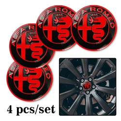 Sleek Car Emblem Wheel Hub Center Cap Sticker Set (4 - Pack) (Red)