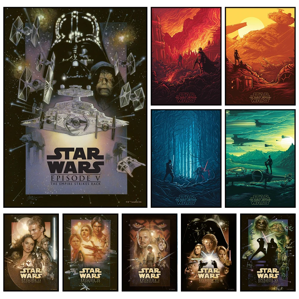 Star Wars Canvas Decorative Painting Movie Art Mural Retro Poster Modern Home Wall Decoration Gift and Printing Aesthetic 1