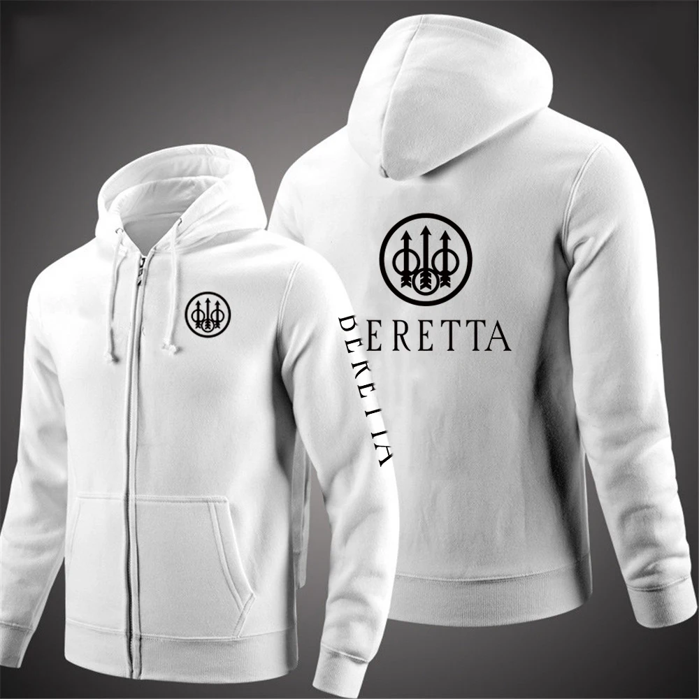 2022 Fall/Winter BERETTA Logo Design Men's Solid Color Outdoor Top Hooded Jacket Sports Style DIY Printed Men's Zip Coat hoodies green sweatshirt