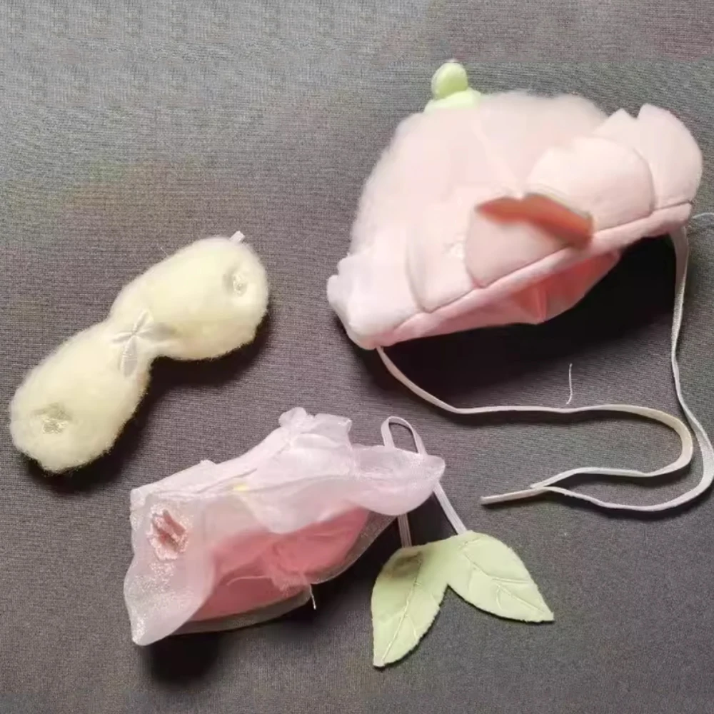 Sakura Elf 10cm Cotton Doll Clothes Dress Flower Hat Doll Clothes Outfit Pink Suit Doll Dress Up Set Doll Accessories