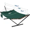 12FT 2 Person Hammock with Stand - Large 55 x 79IN, 450LB Capacity, Hardwood Spreader Bar & Nylon Rope for Outdoor Relaxation 6