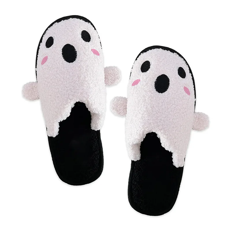 

New Peek a boo slippers Cute Ghost Plush Slippers Halloween Slippers Men Flat Soft Winter Warm Funny Adults Indoor House Furry S