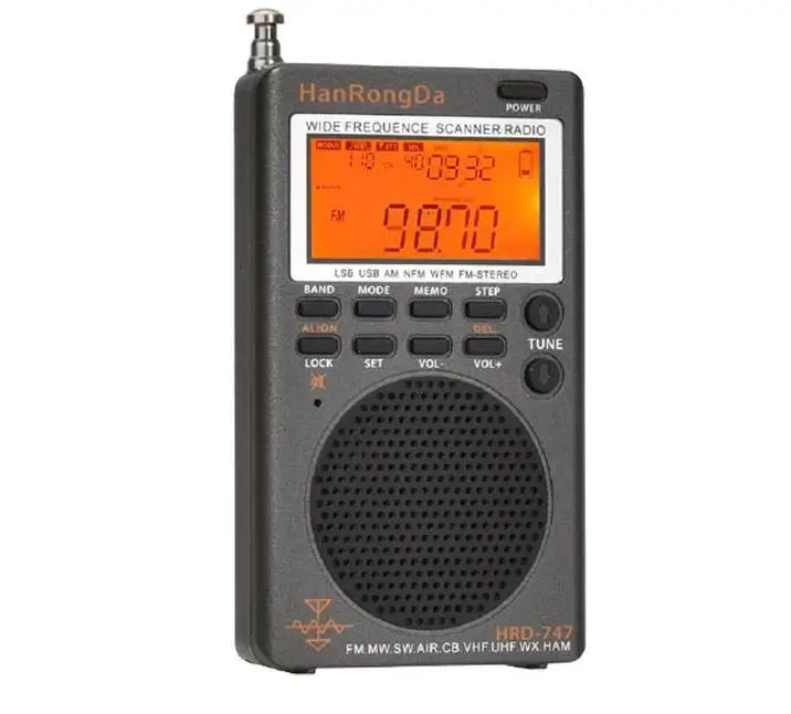 HanRongDa HRD-747 ޴ Ǯ  ̴  ű, ׷  ű, FM, MW, SW, SSB, LSB, AIR, CB, VHF, UHF, UBD, WX