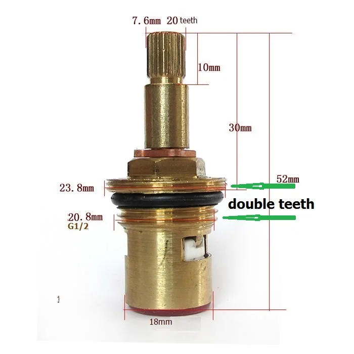 47mm 52mm G1/2" Brass Faucet Cartridge Tap Parts Valve Part Water Tap Valve Single Cold Water Faucet Repair Parts