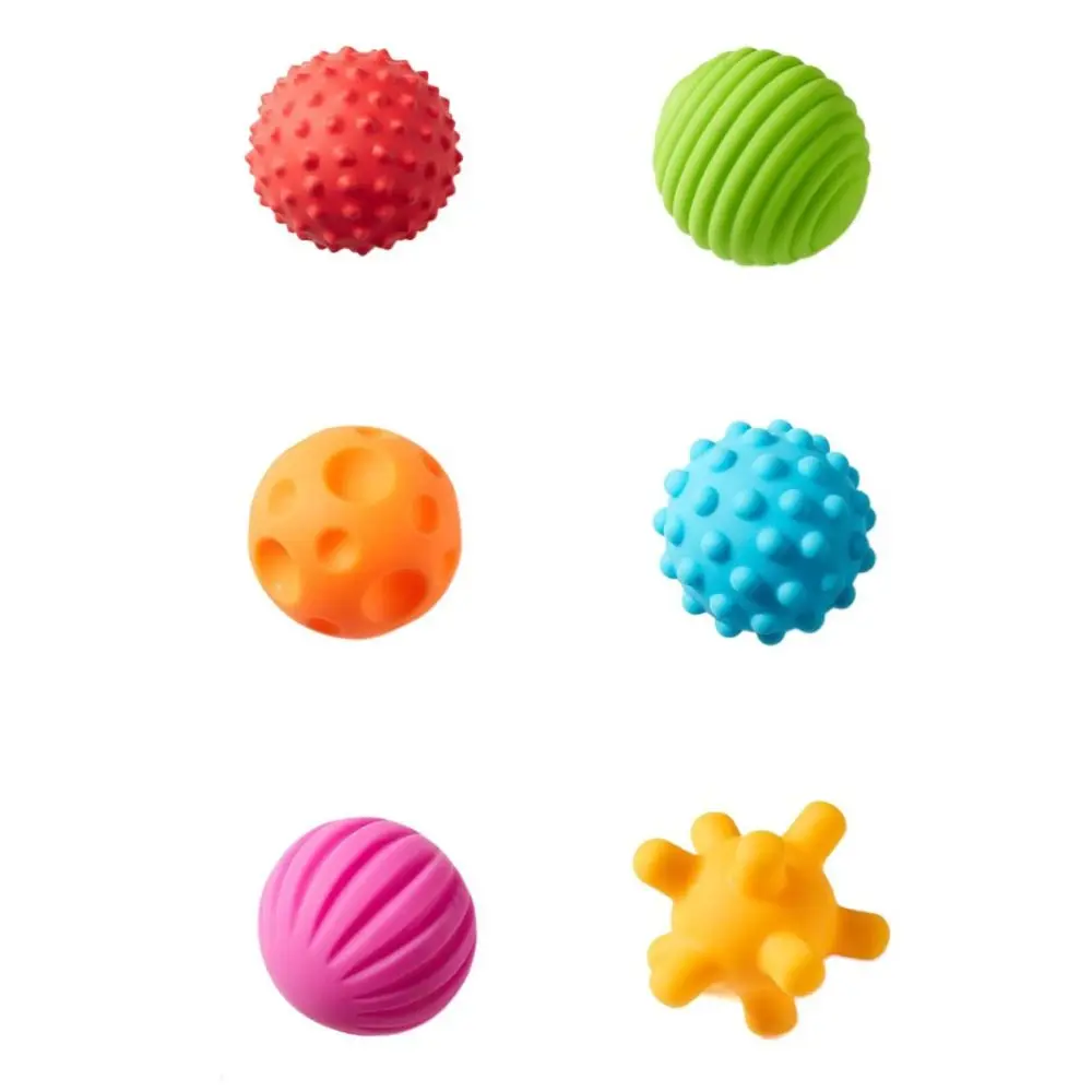 6Pcs Plastic Textured Multi Ball Set Hands Touch Chewable Baby Sensory Balls Colorful Portable Soft Ball Montessori Toys