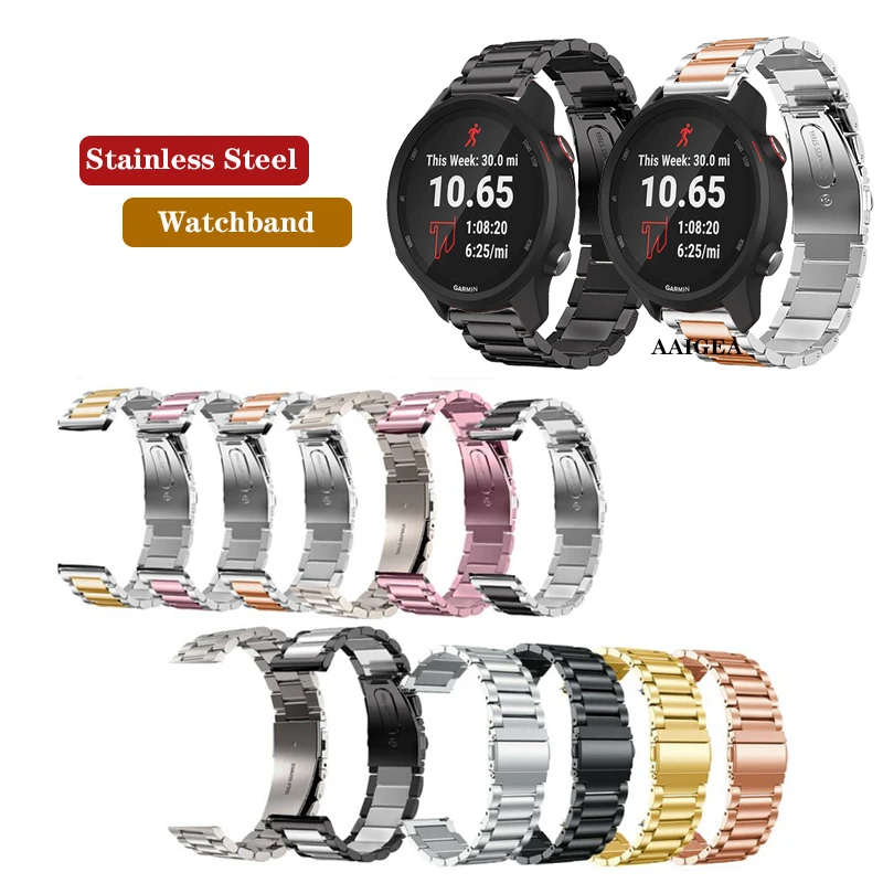 

20/22mm New Strap Stainless Steel Band Metal Bracelet for Garmin Forerunner 645 245 55 158 / Garmin Vivoactive 3 Music