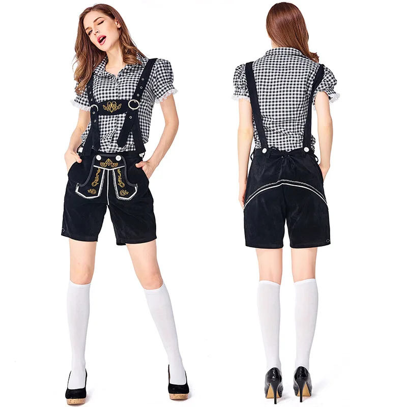 Women Sling Lederhosen and Shirt Outfit Oktoberfest Traditional