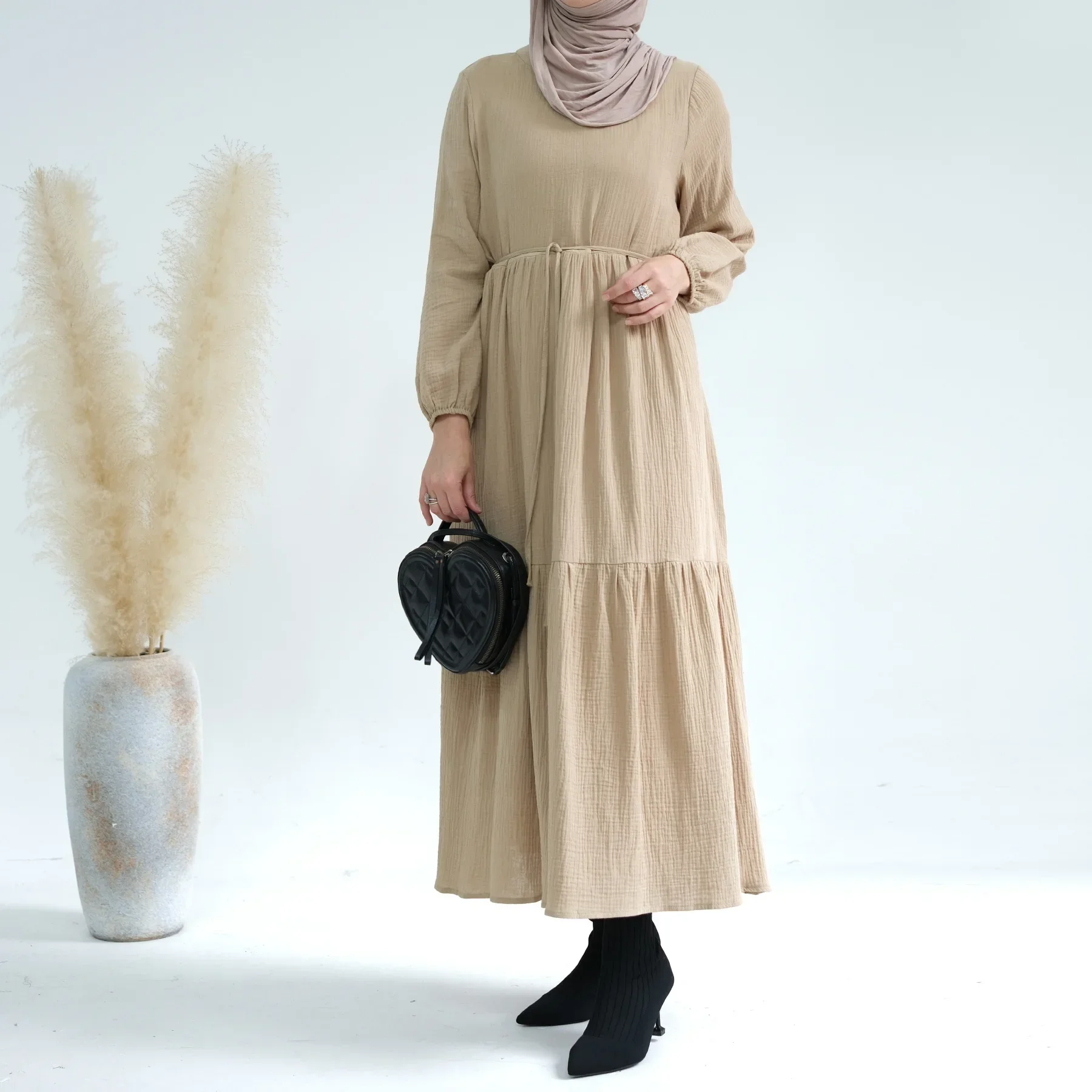 Autumn Cotton Abaya Muslim Long Dresses for Women Winter Clothes Dubai Turkey Hijab Dress Ramadan Eid Modest Islam Outfit Kaftan