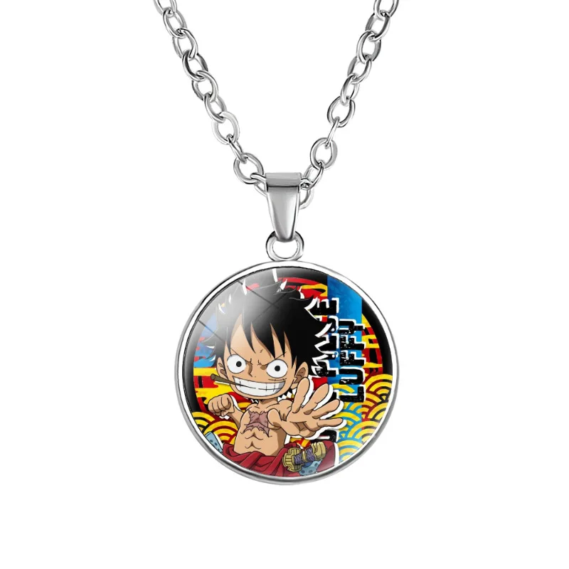 

Cartoon Necklace New One Piece Luffy Zoro Nami Usopp Chopper Anime Peripheral Student Time Gemstone Necklace Pendant Accessories