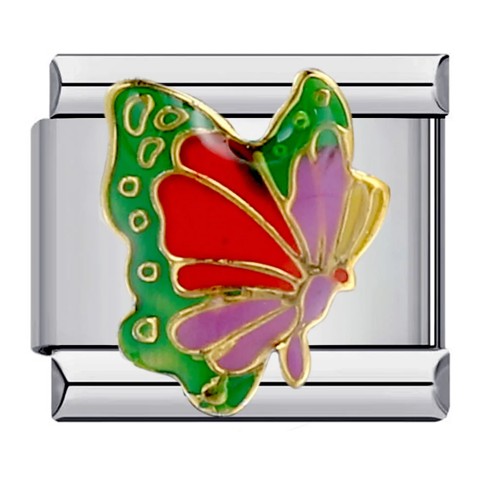 Vibrant Y2K-Inspired Butterfly, Ladybird, and Bee Charm Bracelet Links - Stainless Steel