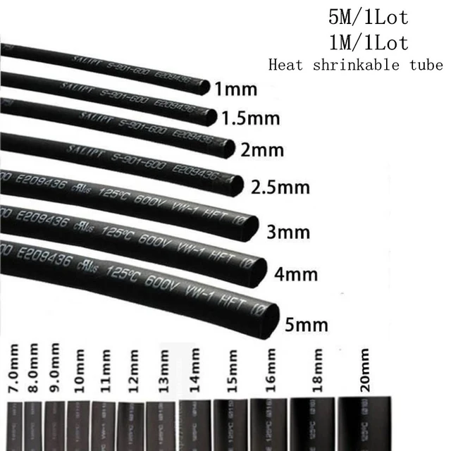 4.8 mm Gaine Thermorétractable Noir - Pièce de 50 cm