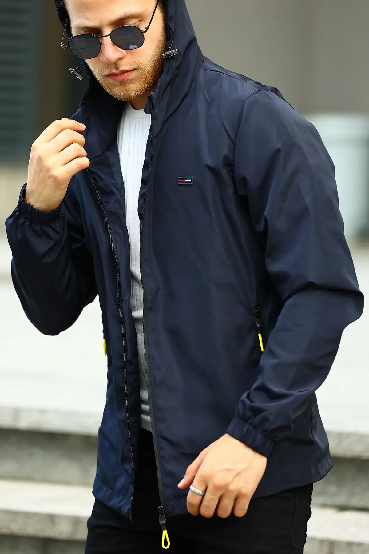 Içi-chubasquero impermeable con capucha para hombre, chaqueta cortavientos con forro, color marino, estilo de invierno, a la moda, 2021 _ - AliExpress