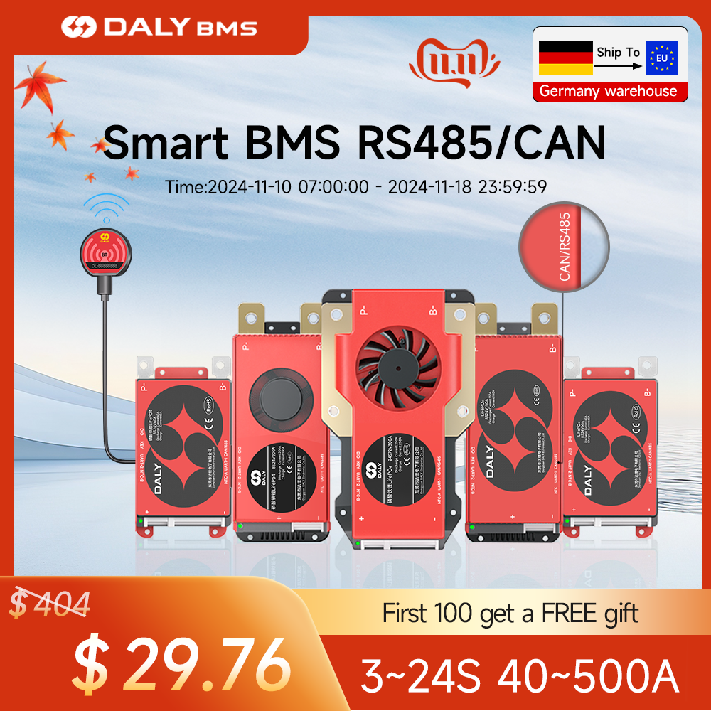 Daly Smart BMS LiFePo4 4S 12V 24S 72V 48V 16S 40A 60A 100A 150A 200A 250A Li-Ion BMS 7S 13S 14S 48V For power banks