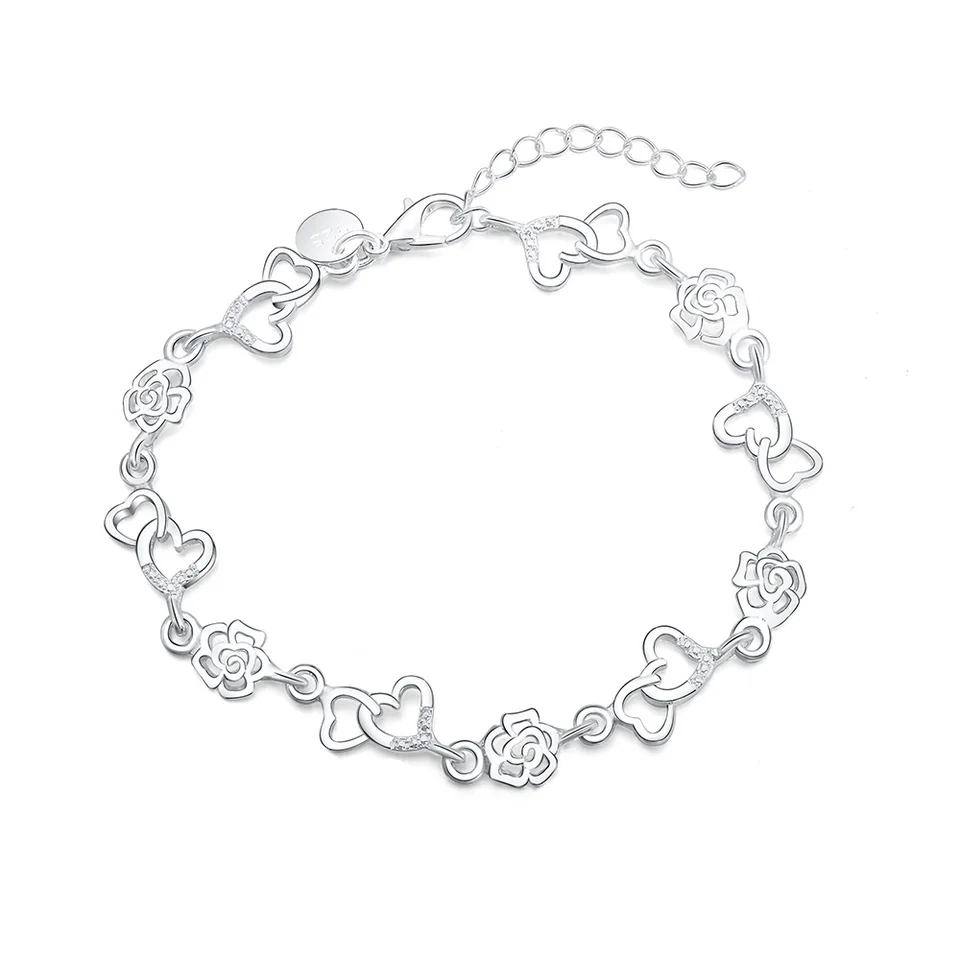 Braccialetto Da Donna In Argento Sterling 925,925 Sterling Silver Shiny Pave Moon Zircone Charm Sottile Catena Rolo Fashion Exquisite Bangle Regolabile Bff Lucky Ankle Bracciale Per Uomo Donna Regal