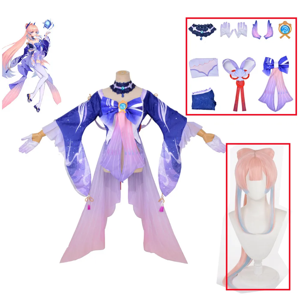 

Game Genshin Impact Sangonomiya Kokomi Cosplay Costume Wig Hair Halloween Party Costumes Genshin Cosplay for Women