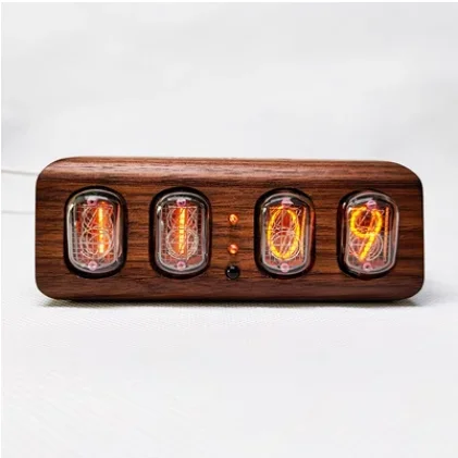 Former Soviet Union IN12 glow nixie tube  Simple Bluetooth control glow lamp table clock Alarm clock True glow tube Black Walnut  