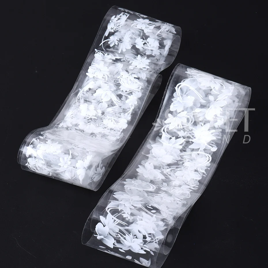 10 Rollen elegante weiße Blumen Blütenblatt Nagel Transferfolien Aufkleber Schmetterling Malerei Spitze Blumen Aufkleber Hochzeit Braut Dekoration – Detail 8