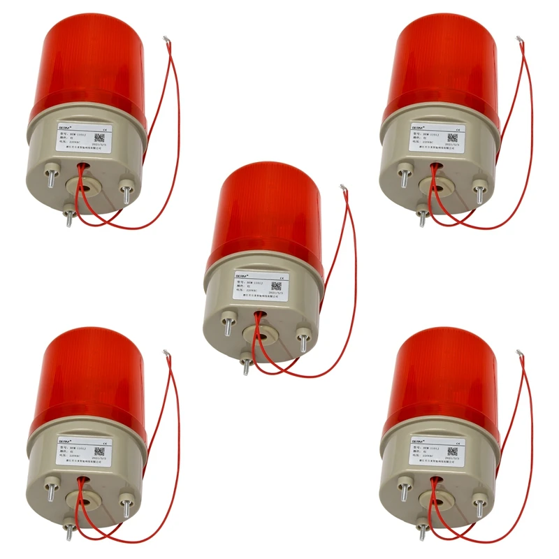 

Top Deals 5X Industrial Flashing Sound Alarm Light,BEM-1101J 220V Red LED Warning Lights System Rotating Light