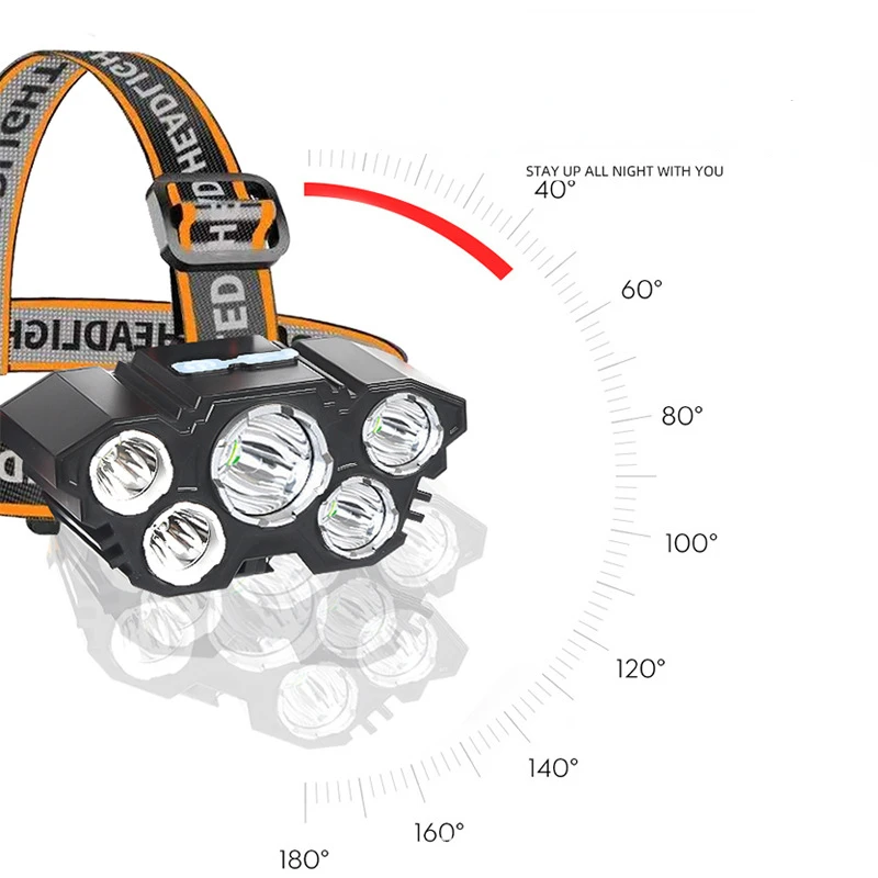 USB Rechargeable Headlamp Portable 7LED Headlamp Built-in Battery Flashlight Portable Sailor with Lighting Marine Accessories