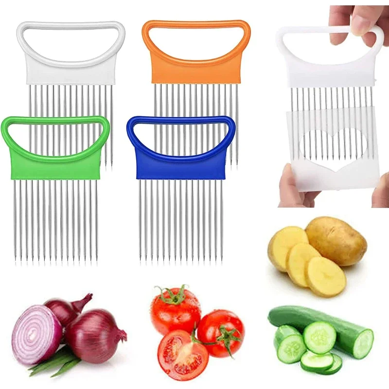 1PC Onion Needle Onion Fork Vegetables Fruit Slicer Tomato Cutter Cutting Safe Holder Kitchen Accessories Tools 1