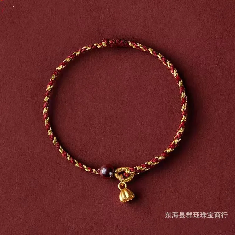 

Shore Good Luck Bracelet Red Rope Fidelity Vermilion Sand Transfer Bead Hand Rope Lotus Peng Prayer Weaving Safety Handpiece