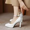 New White High Heels Women Spring Ankle Straps Pointed Toe Platform Casual Shoes for Women Classic Comfortable Women Work Shoes 1