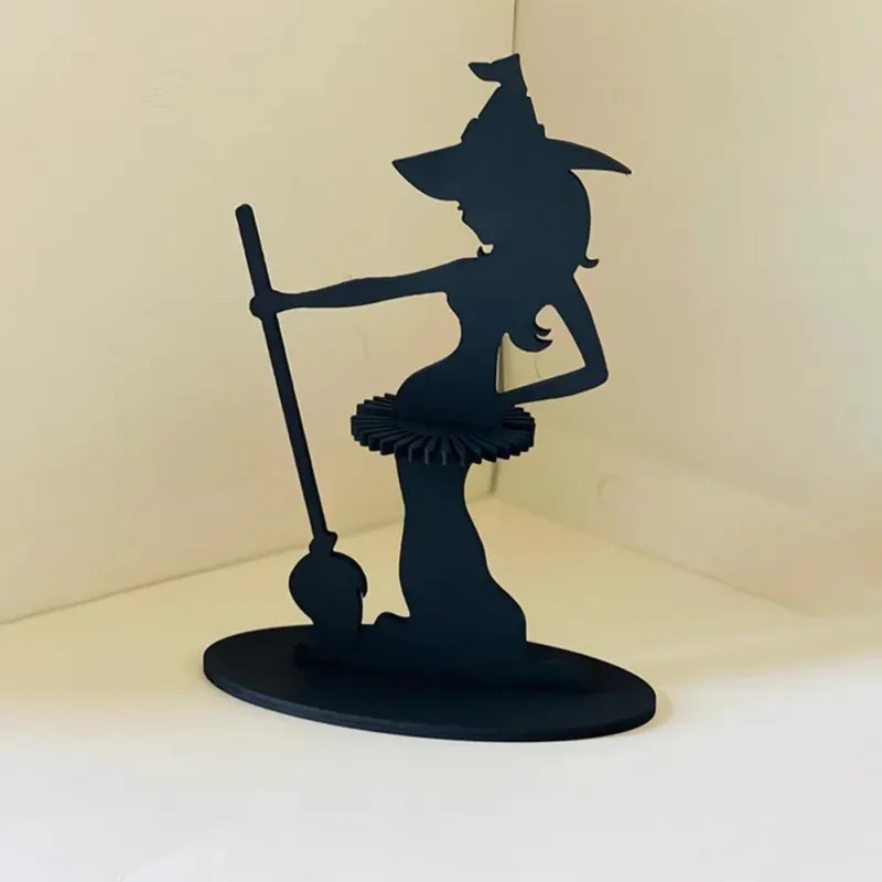 Napkin Ring &ldquo;Witch&ldquo; Napkin Holder Halloween Witch Statue Napkin Holder Wooden Table Decor Organizer For Halloween Style Storage