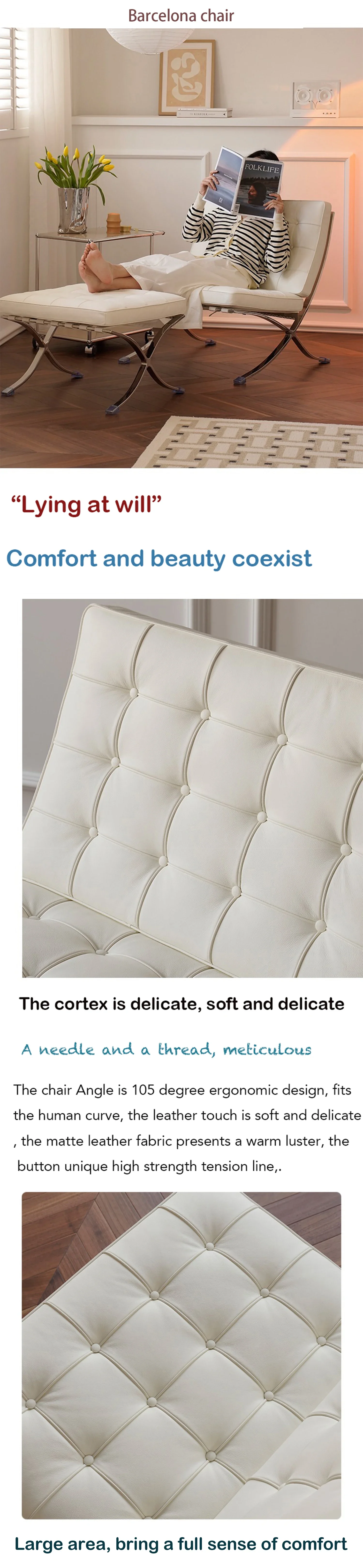Barcelona Chair Nordic Single Balcony Antique Metal Style Living Room Office Negotiation Chair Designer Leisure Chair