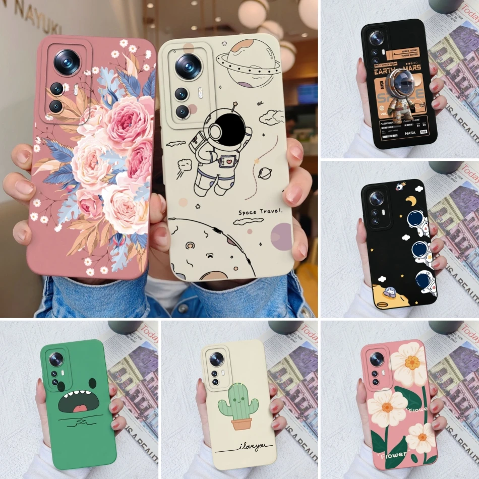 Per Xiaomi 12 S Pro Ultra Case Plant Square Back Cover Soft Liquid Silicone Anti Drop Funda Per Xiaomi 12 S Ultra 12Spro Bumper