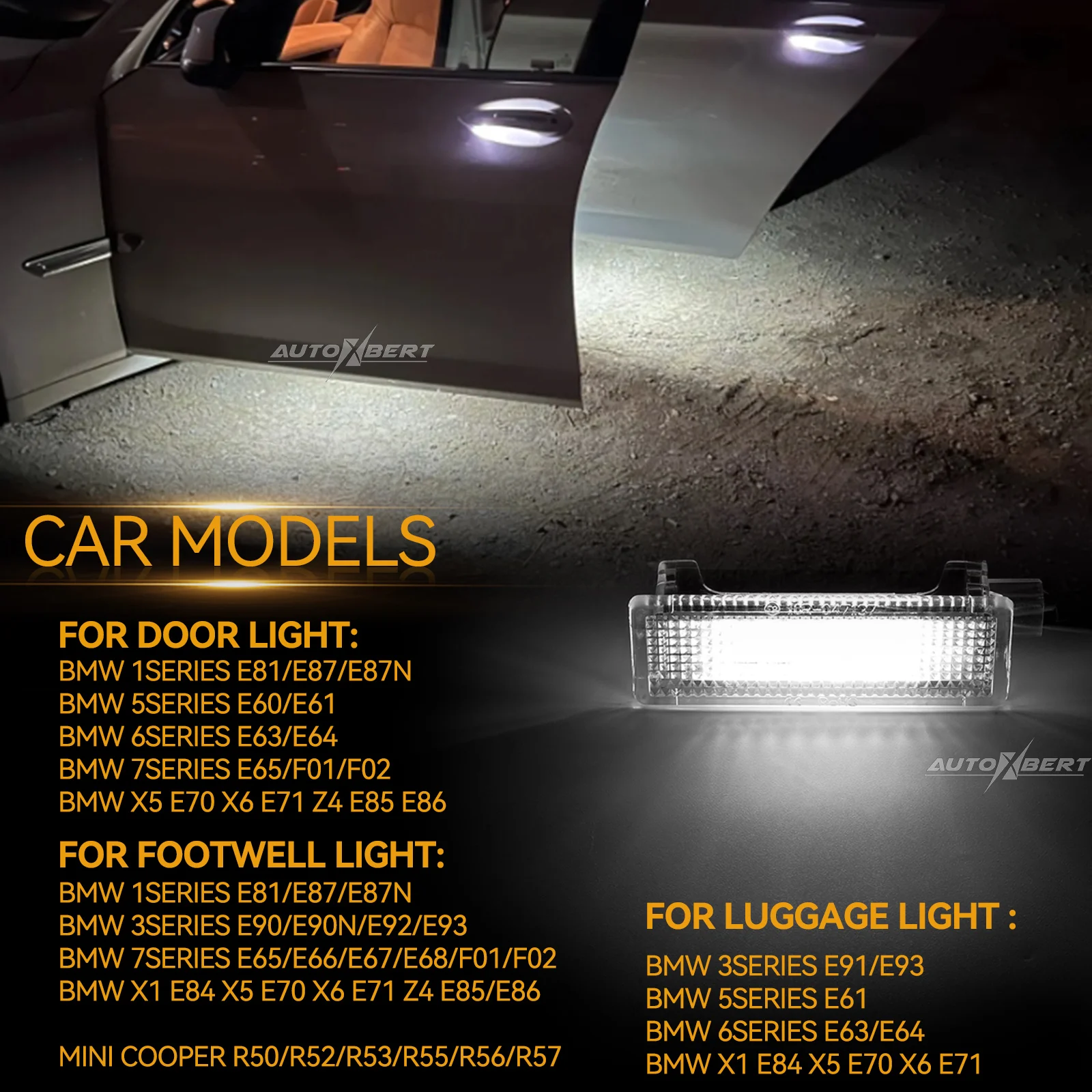 LED 도어 의례 발 밑 공간 인테리어 조명 수하물 웅덩이 트렁크 글러브 박스 램프 BMW E60 E92 E93 E81 E87 E88 F01 F02 X1 X5 X6