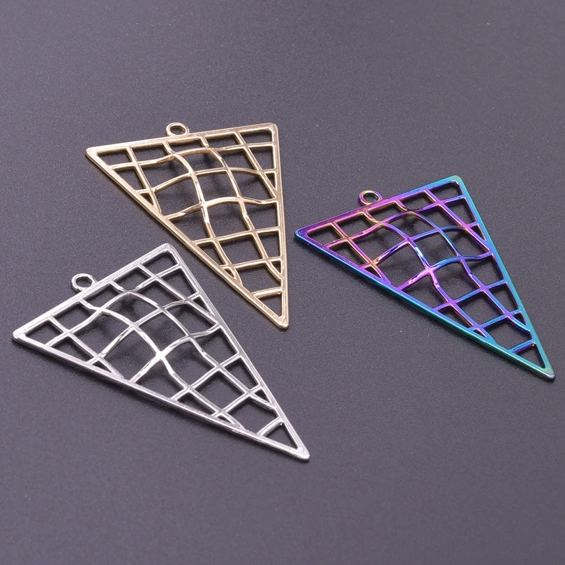 

3pcs Stainless Steel Hollow Mesh Triangle Charms Pendant for Jewelry Making Punk Simple Geometric Charms DIY Necklace Handmade
