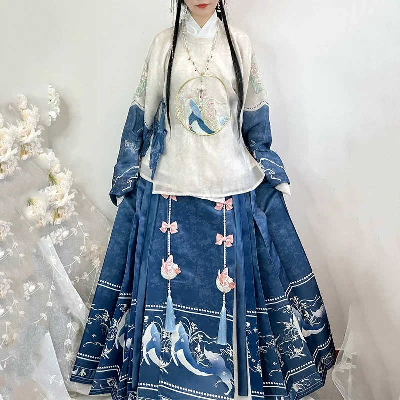 

Ming Dynasty Robe Embroidered Pipa Horse Face Skirt With Original Immortal Charm Hanfu Daily Autumn Dress For Women new 2024