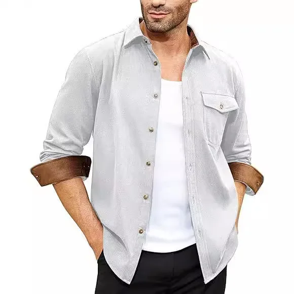 Mens Long Sleeve Business Workwear Blouse Shirts