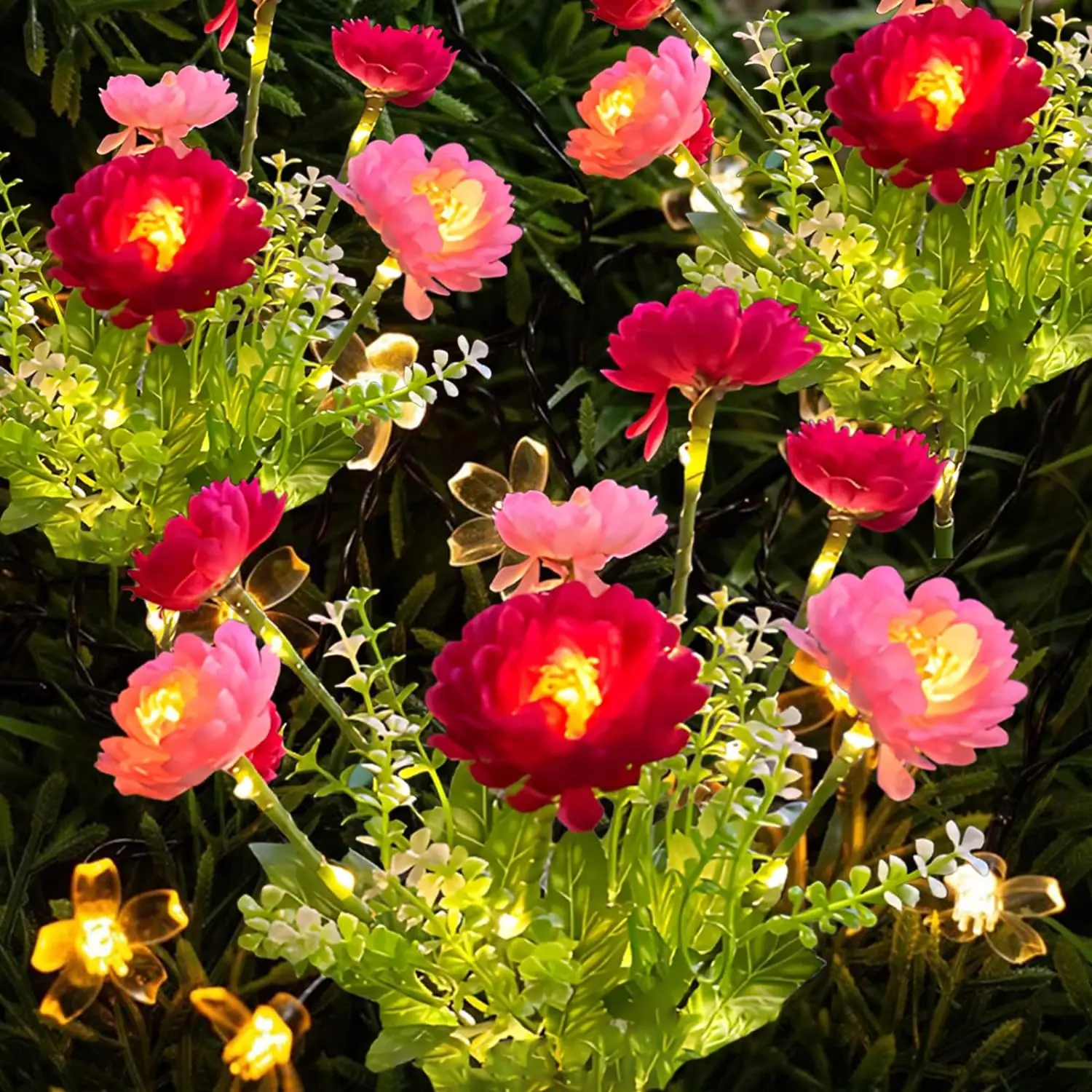 Solar Simulation Snow Lotus Flower Lights 7 Heads Outdoor Waterproof Lamp For Patio Lawn Garden Holiday Party Decoration Flower 4