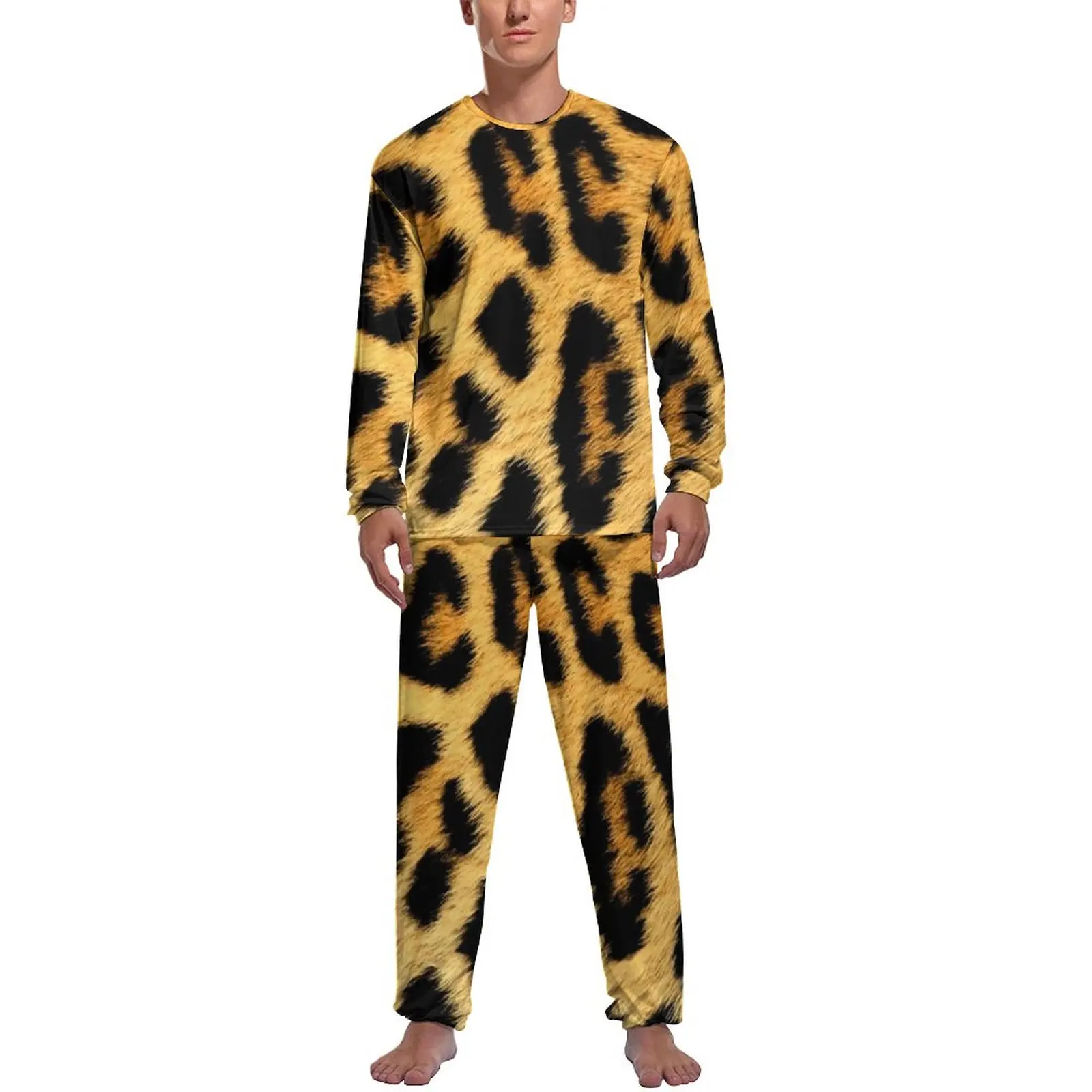 

Leopard Print Pajamas Long Sleeve Fashion Animal Two Piece Home Pajama Sets Autumn Man Printed Cute Sleepwear