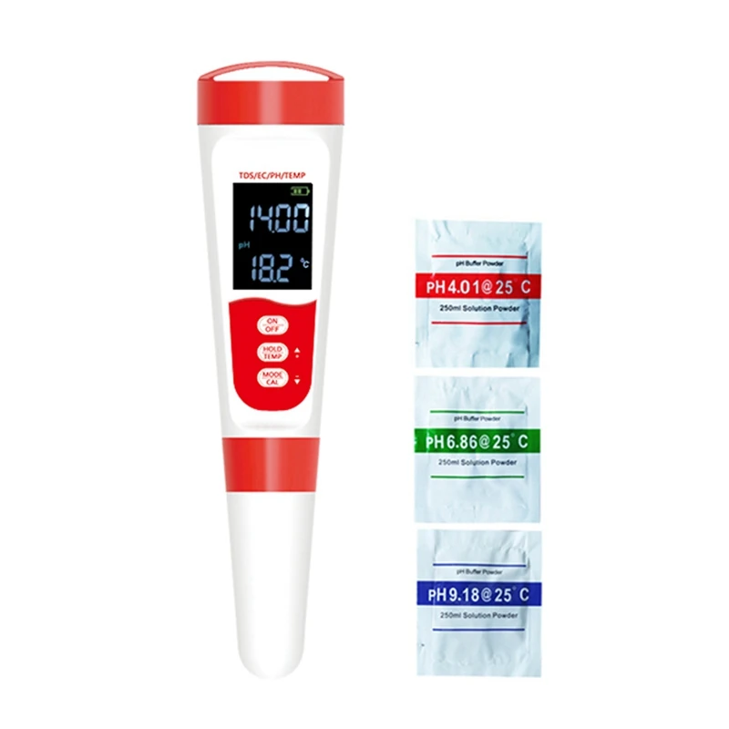 

Tds Meter Digital 4 In 1 PH EC TDS Temp Meter For Water Hydroponics, Waterproof And EC PPM Water Tester For Laboratory