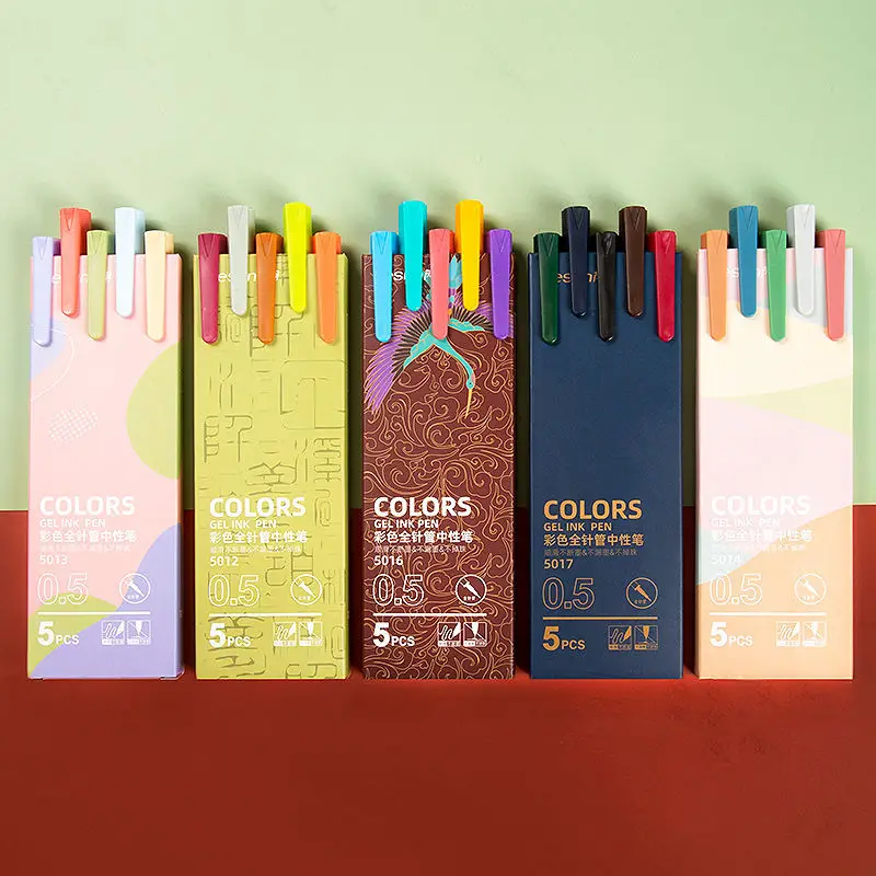 디즈니 젤 펜, 만화 스티치 0.5 부족 잉크 서명 펜, 사무실 및 학교 필기 용품, 문구, 어린이들을 위한 축제 선물, 10-20개 9 레트로 컬러 젤 펜 세트, 카와이 파인 포인트 볼펜, 학교 사무용품 문구, 0.5mm, 5 개