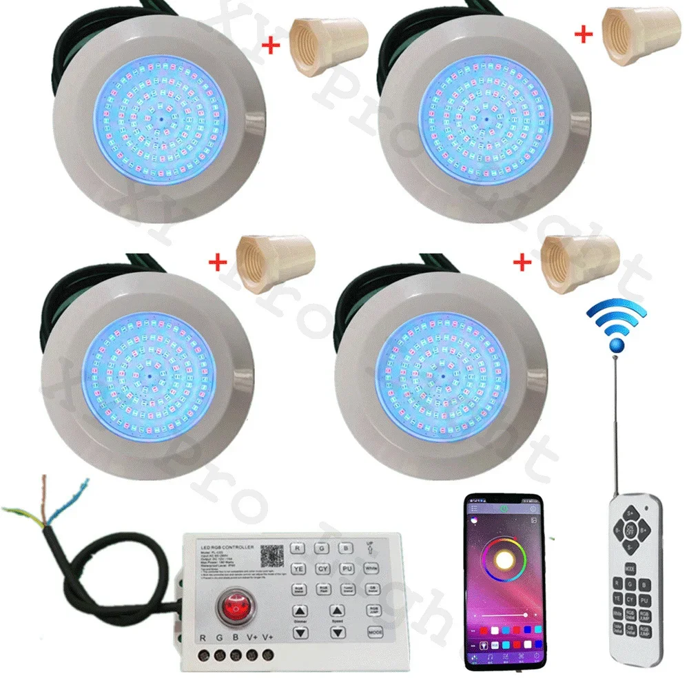 RGB LED Pool Light 12W Bluetooth APP Control DC12V Outdoor/Indoor Underwater Light Fountain Landscape Lamp Piscina Luz Spotlight dc12v 24v 300w high power bronze boat marine underwater led sea water dock pond yacht light tp ud145 300w