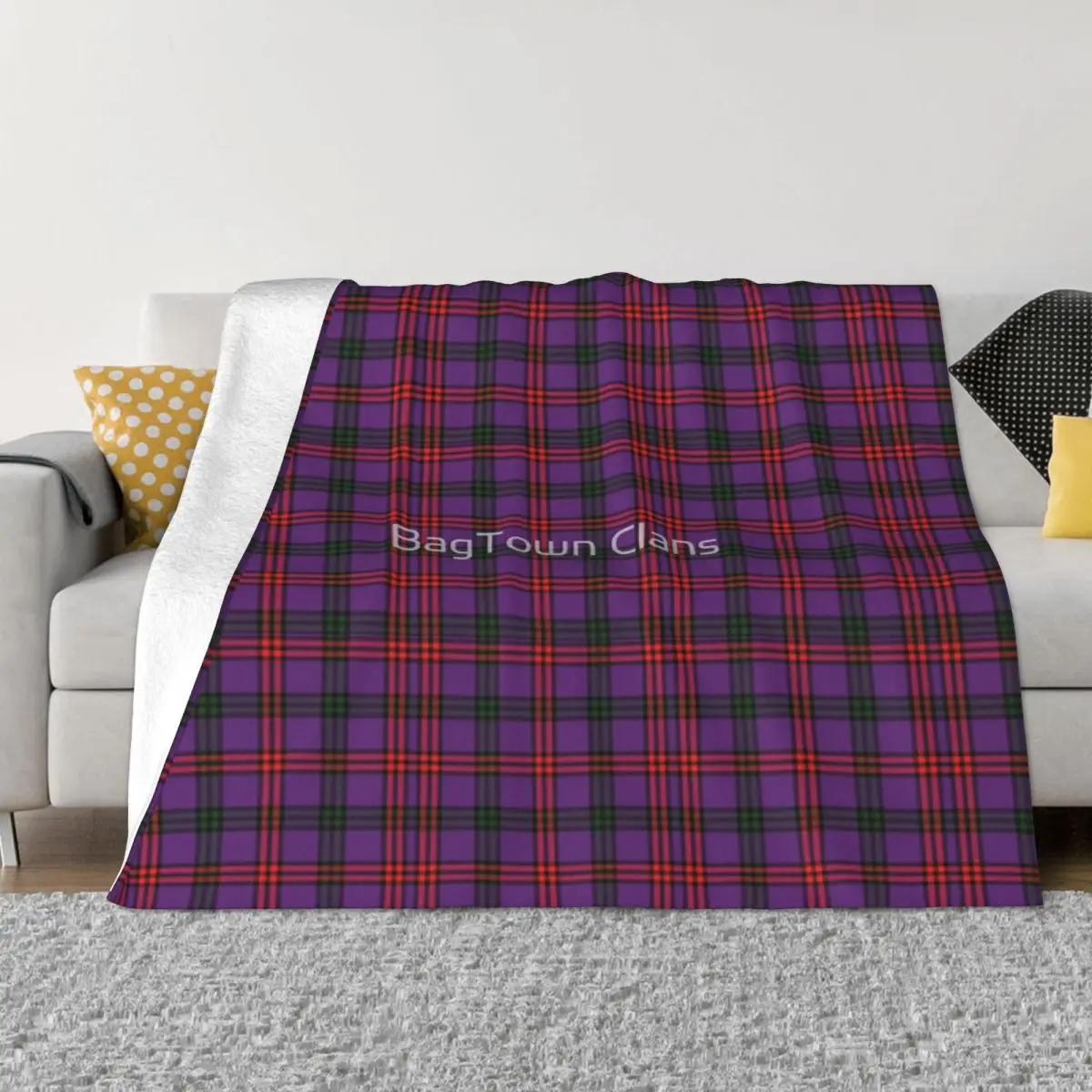 Copriletto Coperta Tartan Del Clan Bell Sul Letto Set Letto Uni Per Letto