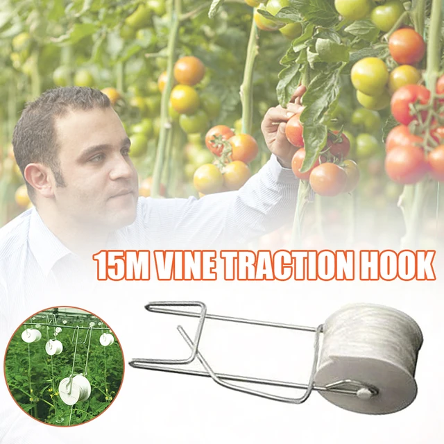 6Db/10Db Paradicsomos Rácsos Görgőhorog Paradicsom Tartóhorgok, 15 Méteres Szőlő Támaszkötél Kötélkerti Virággyár Készlet - Image 6