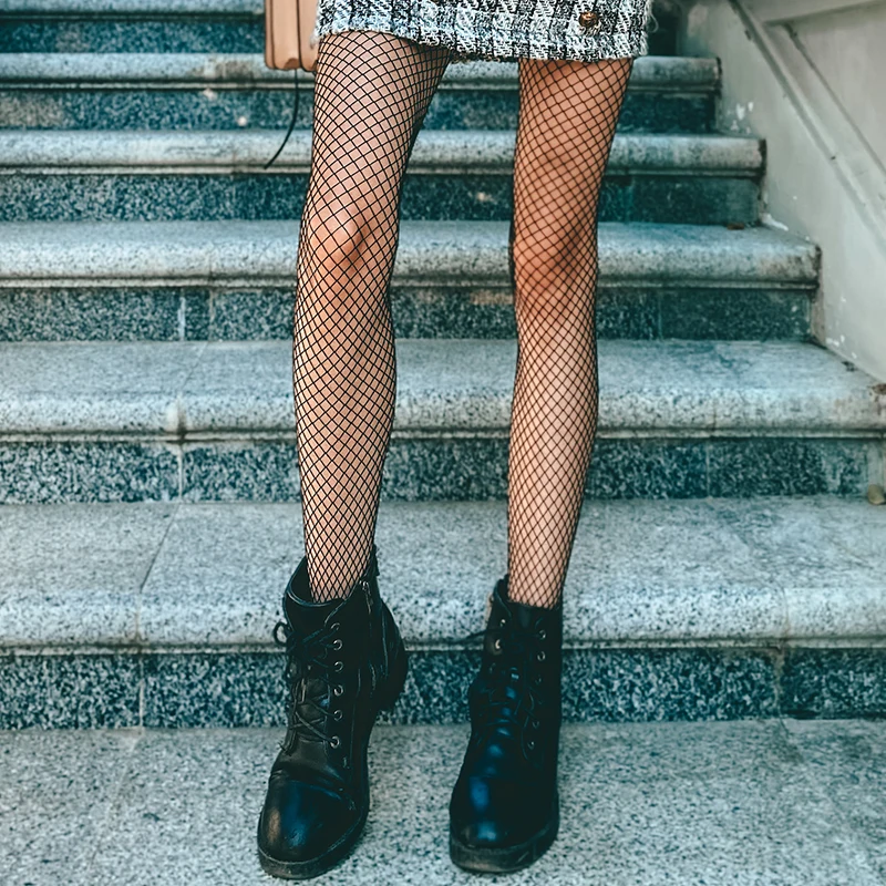 Black Mesh Fishnet Nylon Tights - Sexy Jacquard Body Stockings Hosiery Lingerie