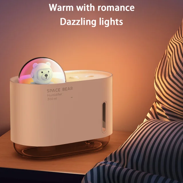 300ML USB Cartoon Space Bear Portable Humidifier Incense Maker Mini Desktop Air Atomization Humidifier Household Silent Sprayer 4