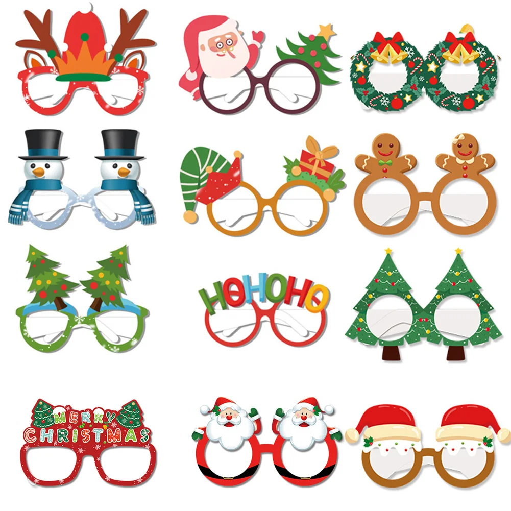 

12 Piece Christmas Glasses Frame Photo Booth Props Christmas Party Favors For Christmas Decorations Dropship