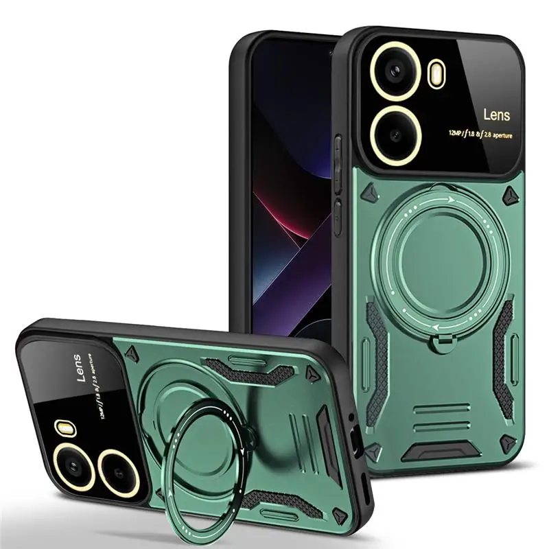 MagSafe Armor Wireless Charging Shockproof Case with Magnetic Ring Cover
