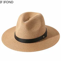 Fashion Vintage Panama Hats For Women men Summer Breathable Cooling Straw Sun Hats Jazz Trilby Cap 3